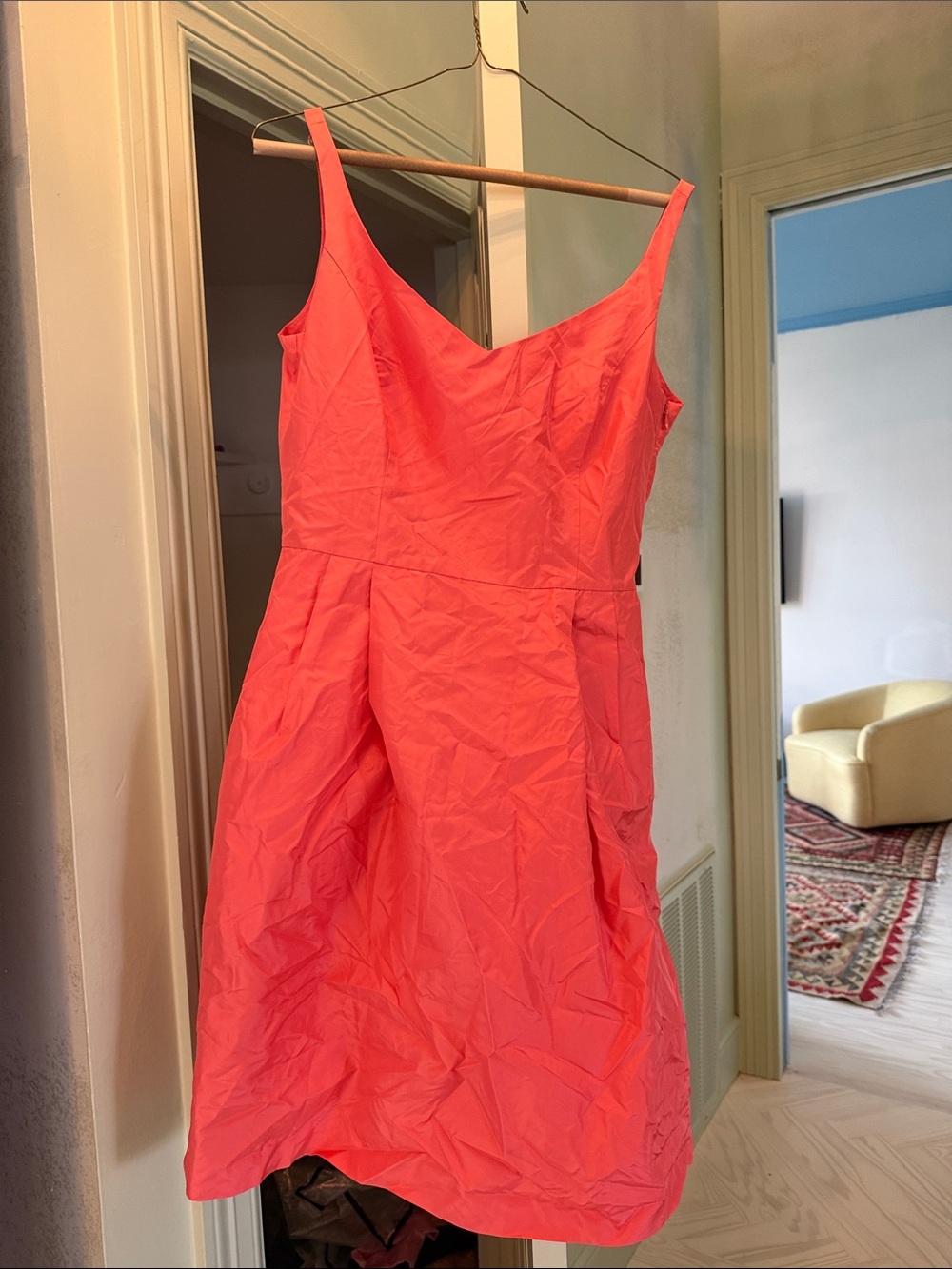 Ann Taylor Coral-Pink Sleeveless Midi Dress